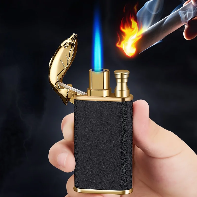 

Crocodile Dolphin Double Fire Lighter Creative Straight Open Flame Conversion Lighter Smoking Accessories for Weed Cool Gift