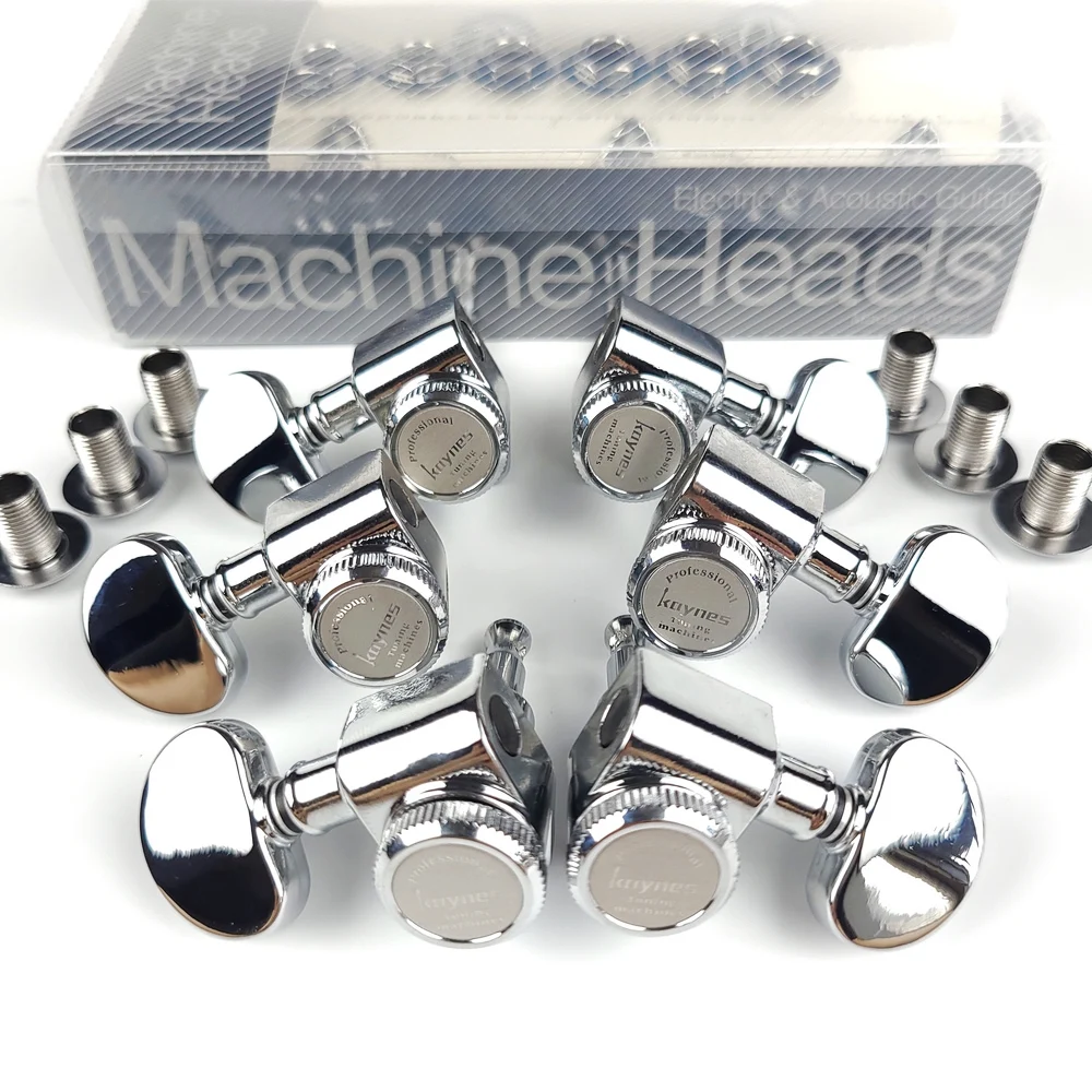 

1 Set 1:20 Locking Electric Guitar Machine Heads Tuners For LP SG Guitar Lock String Tuning Pegs 3R3L Chrome Silver