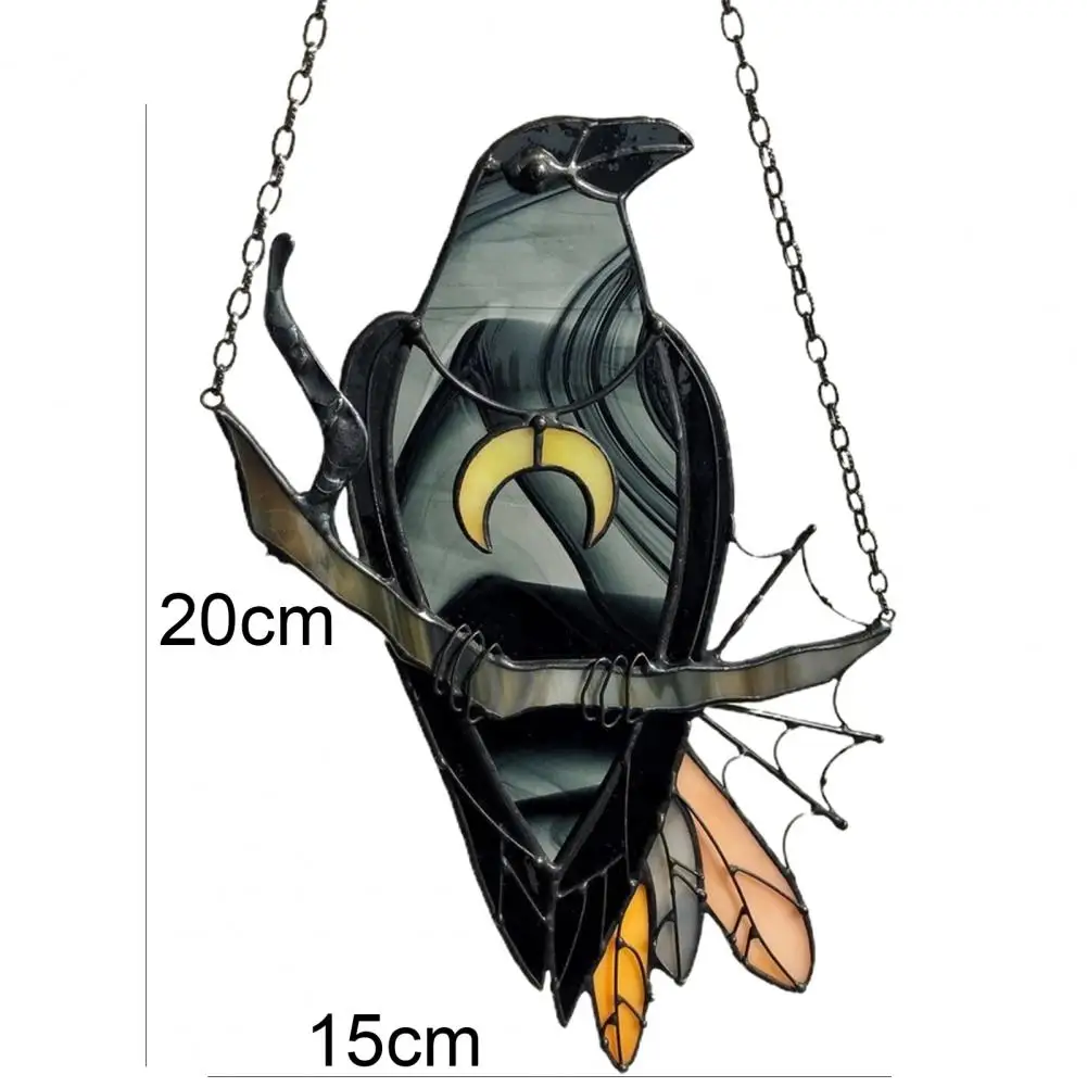 

1pc Simulation Crow Pattern Landscaping Ornaments Metal Door Wall Hanging Ornaments for Home Witch Pendant Decor Crafts