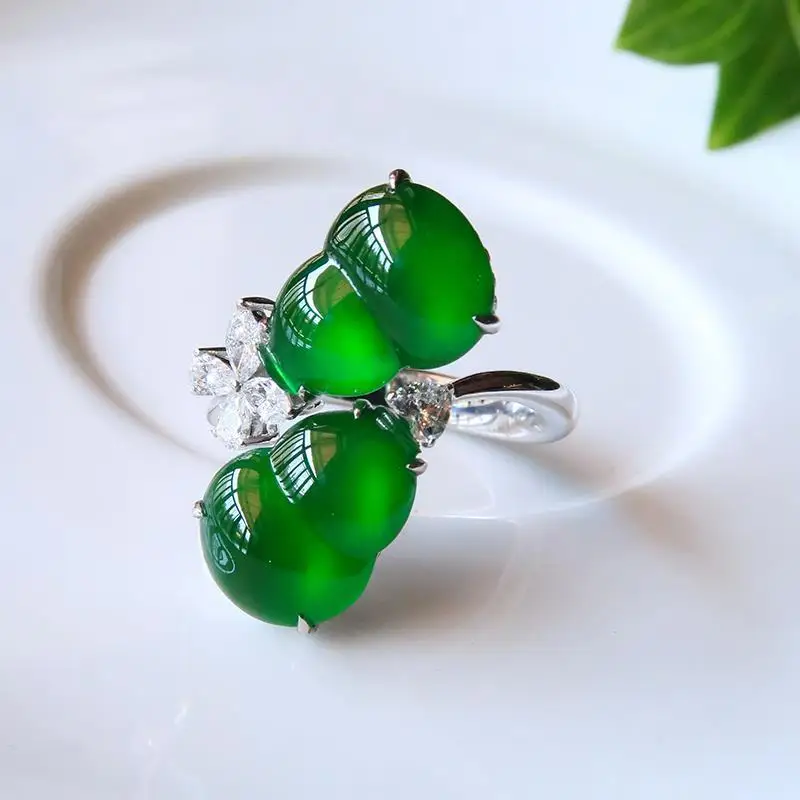 

Дизайнерское Оригинальное регулируемое кольцо с высоким прозрачным халцедоном и тыквой в китайском стиле ретро очаровательные дамские юв...