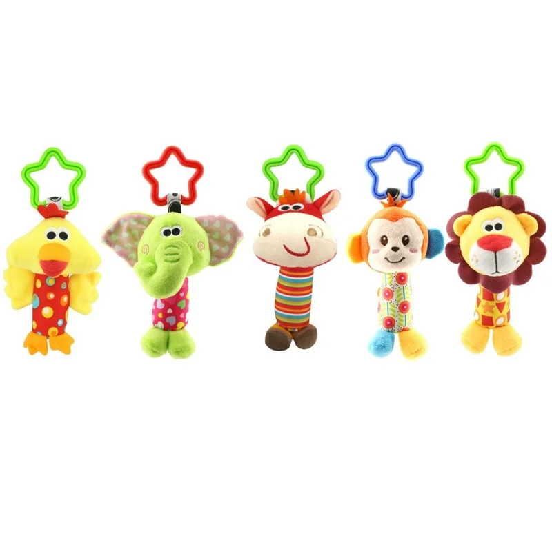 

Children Plush Toys Colorful Animal Hanging Bed Crib Stroller Appease Dolls Rattles Grasping Toy Boy Girl Baby Kids Gift