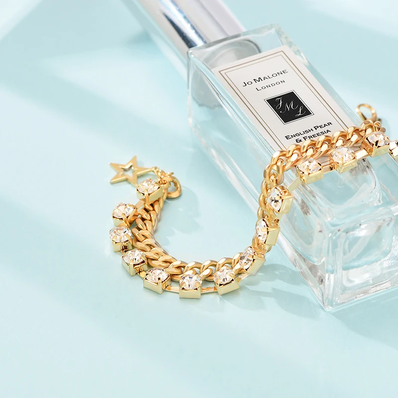 5 мм медный Роло цепи Звездный браслет с AAA кубического циркония теннисные