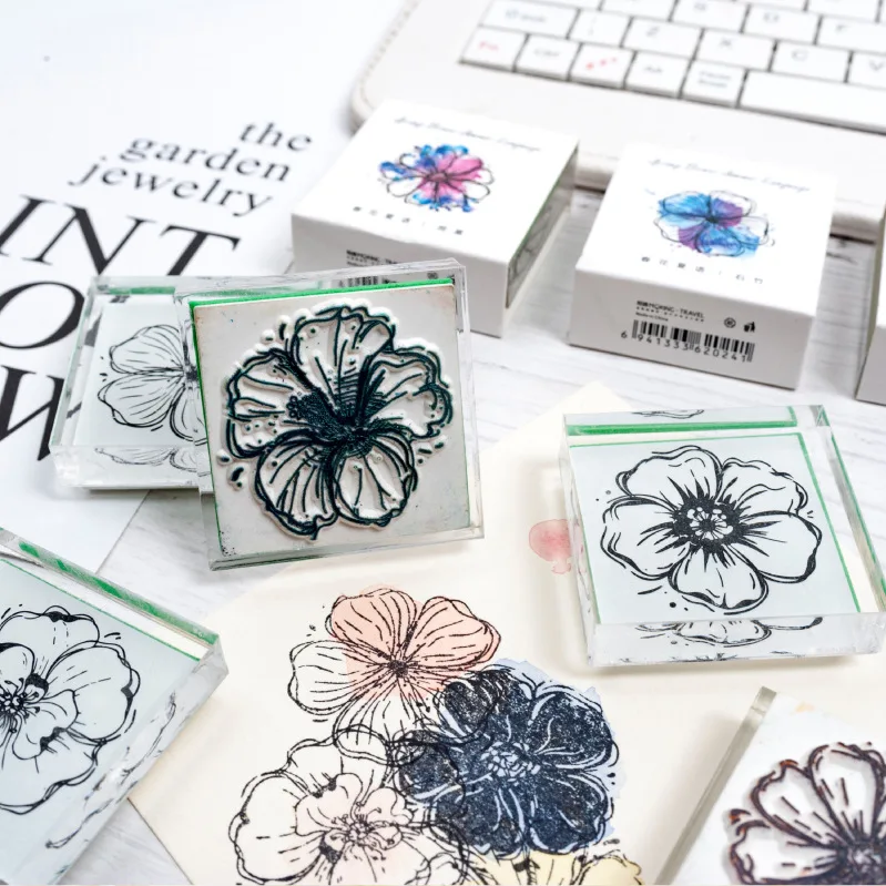 Винтажные всесезонные штампы из акриловой резины с цветами и растениями для