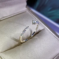 cute silver color adjustable ring with bling zircon stone for women wedding engagement fashion jewelry