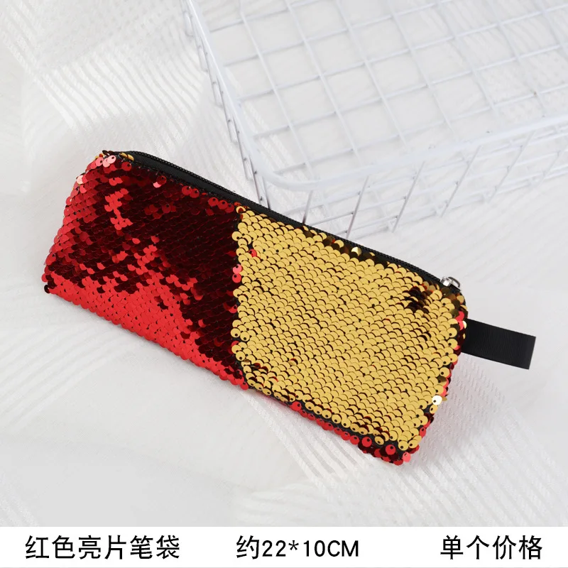 Sandro hand zipper sequin pencil case stationery bag student creative | Канцтовары для офиса и дома