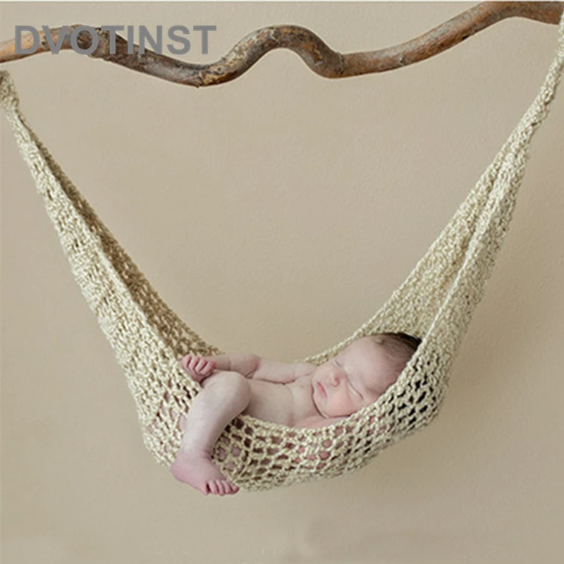 Dvotinst Newborn Photography Props Crochet Knitted Baby Hammock Fotografia Accessories Bebe Hanging Bed Studio Shoots Photo Prop