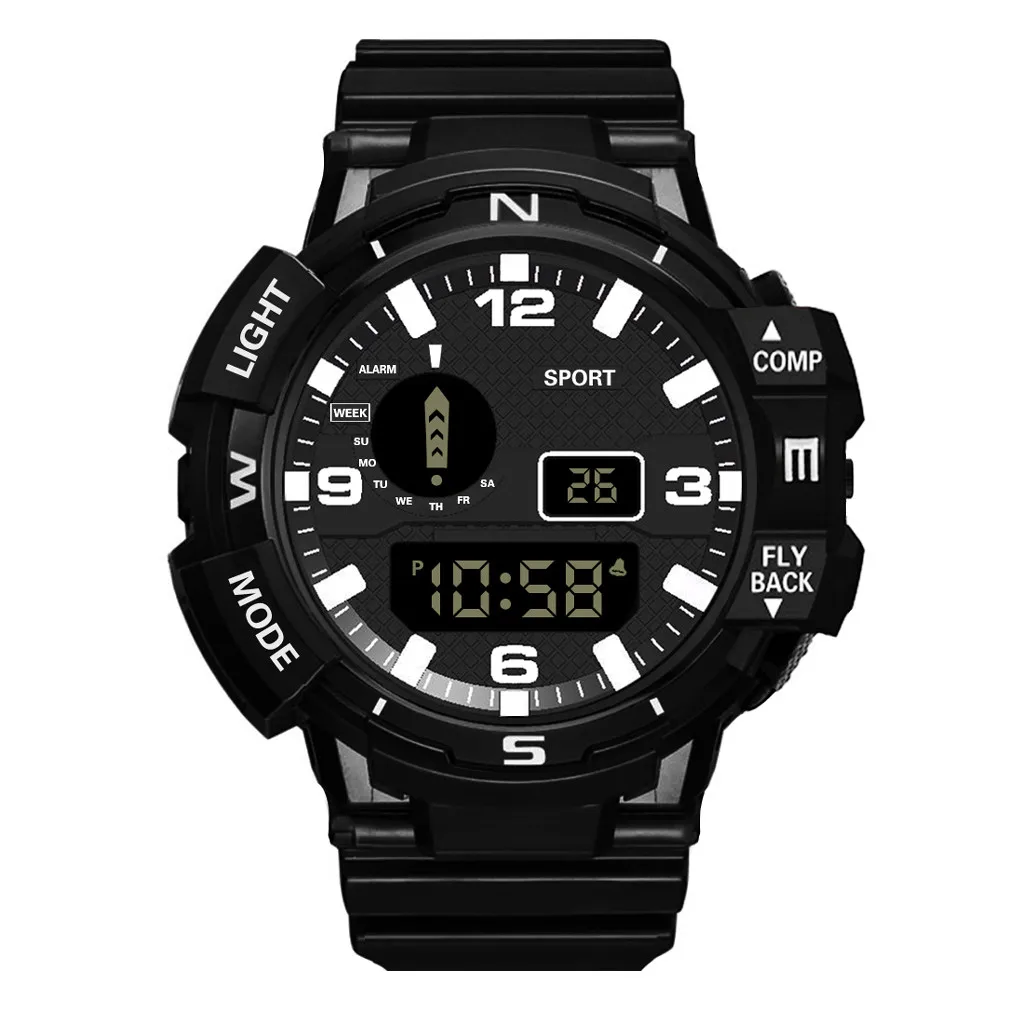 Black Relogio curren relogio masculino honhx роскошный для мужчин s цифровой светодиодный часы Дата спортивные мужские уличные электронные часы reloj mujer - Color: Black