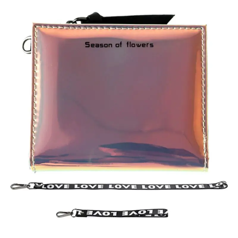 

Women Hologram Leather Wallet Button Purse Lady Short Handbag Bag