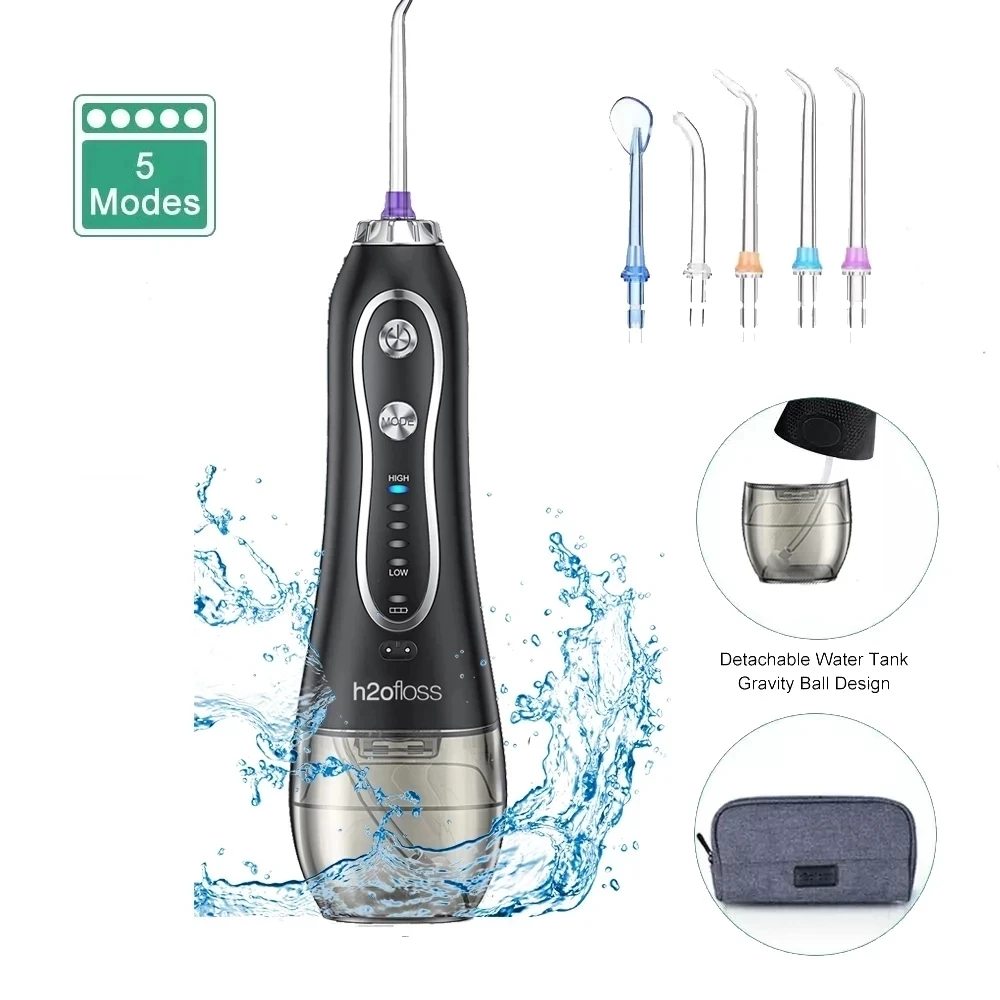 

5 Mode Oral Irrigator USB Rechargeable Dental Floss Portable Dental Water Flosser Jet 300ml Irrigator Dental Teeth Cleaner+5 Jet