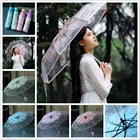 Прозрачный Зонтик в 3 сложения с цветами вишни, гриб Аполлон Сакура, ветер и дождь, Новое поступление 2021 #35