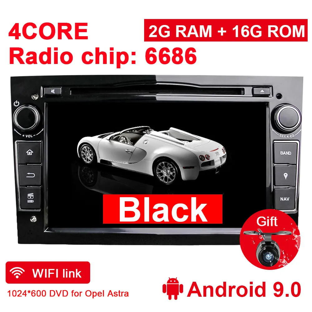Eunavi 2Din четырехъядерный 7 дюймов Android 9,0 Автомобильный DVD радио плеер gps Navi для Vauxhall Opel Astra H G Vectra Antara Zafira Corsa - Цвет: BLACK Android 9.0