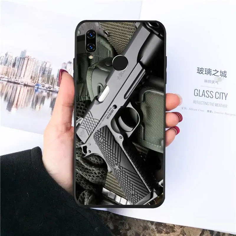 

Limited Edition 24K Gold 1911 Guns Phone Cases For Huawei honor Mate P 10 20 30 40 Pro 10i 9 10 20 8 x Lite Luxury brand shell