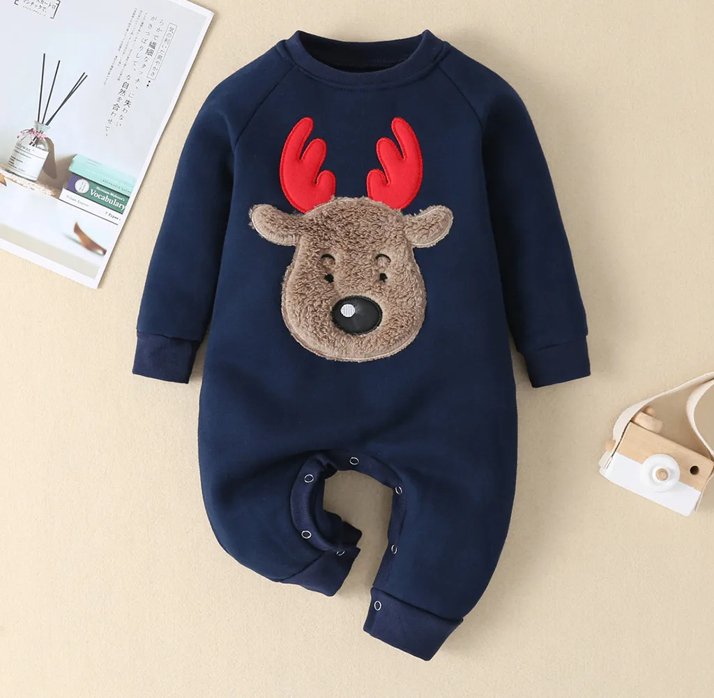 TELOTUNY Infant Baby Boy Girl Christmas Xmas Santa Winter Thick Romper infant Plus velvet warm Jumpsuit Costume Outfits ZO23