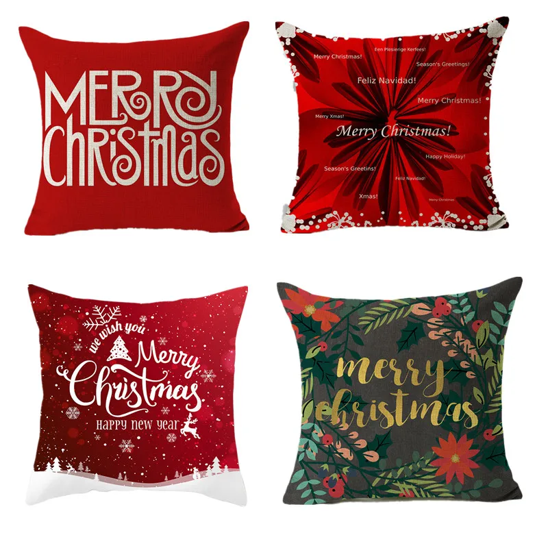 Рождественская подушка 45x45 см чехол с красным рождественским цветочным принтом