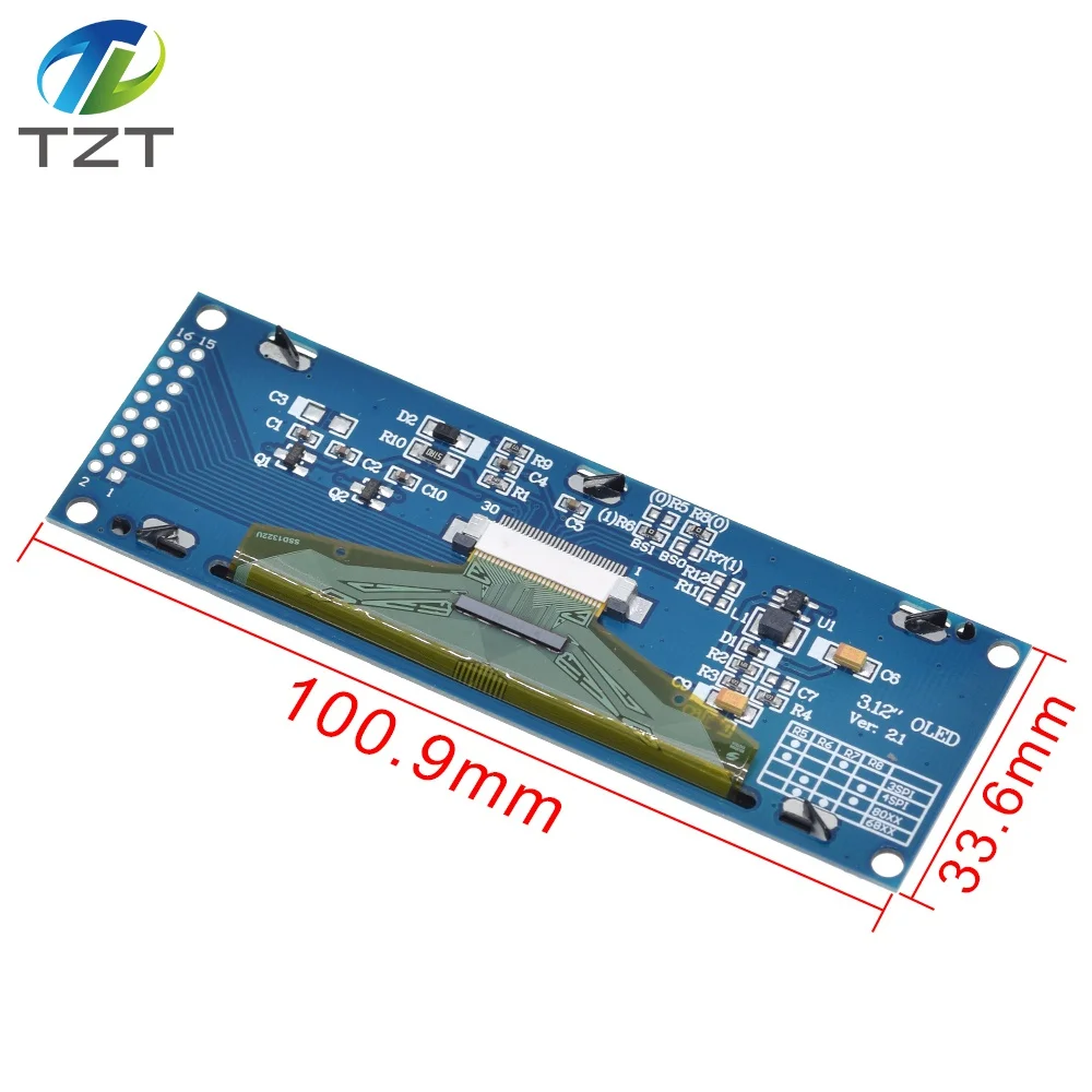 TZT настоящий OLED дисплей 3,1" 256*64 25664 точек Графический ЖК-модуль экран LCM экран SSD1322 контроллер Поддержка SPI