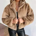 Модное меховое пальто с отложным воротником, Женская флисовая толстовка, Осень-зима 2021, плотное теплое мягкое плюшевое пальто на молнии, однотонная верхняя одежда