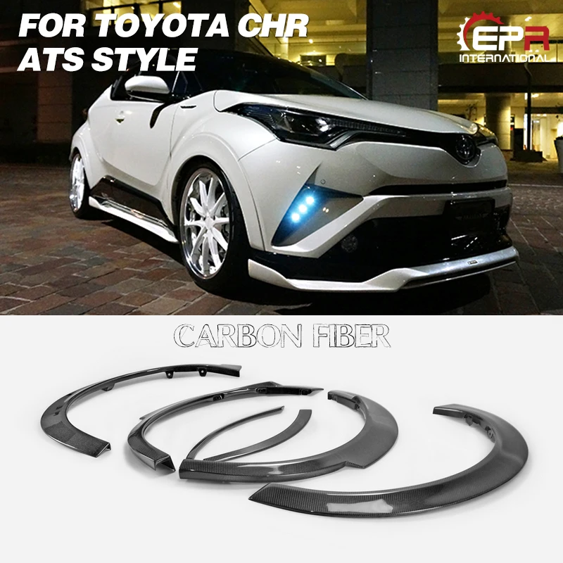 Carbon Fiber Fenders For Toyota CH-R ATS Style Wide Fender Set 6Pcs(10mm wider&amp15mm lowered) Body Kit Tuning Trim CHR Racing |