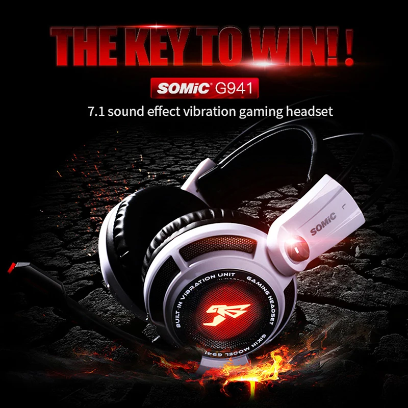 

Игровая Гарнитура SOMIC G941 с Виртуальным объемным звуком 7,1 для профессиональных геймеров