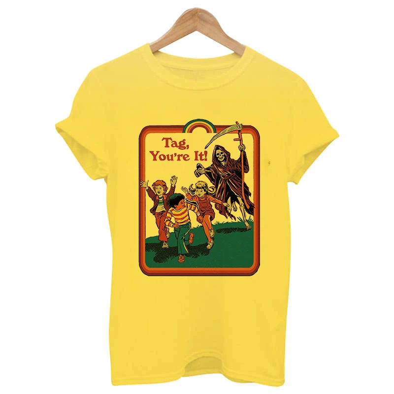 

New Hot Gothic Clothes Trick Or Treat Funny T Shirts Summer Leisure Fashion Short Sleeve Tshirt Goth Vintage 90s Graphic T-shirt