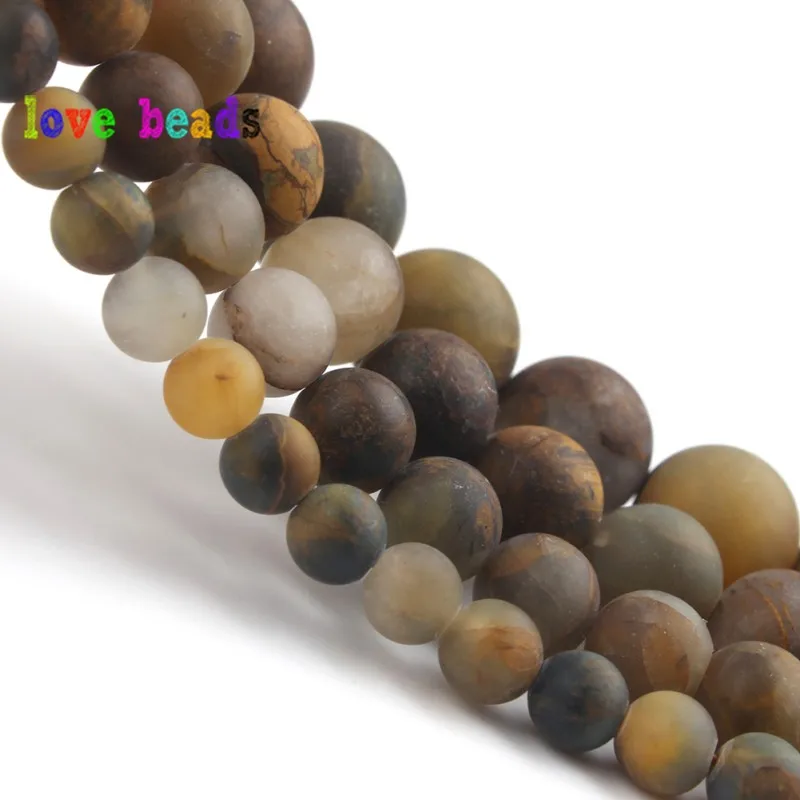 Natural Yellow Pietersit Stone Beads Dull Polish Matte Gems Round Bead for jewelry Making DIY Bracelet Necklace 15''Strand |