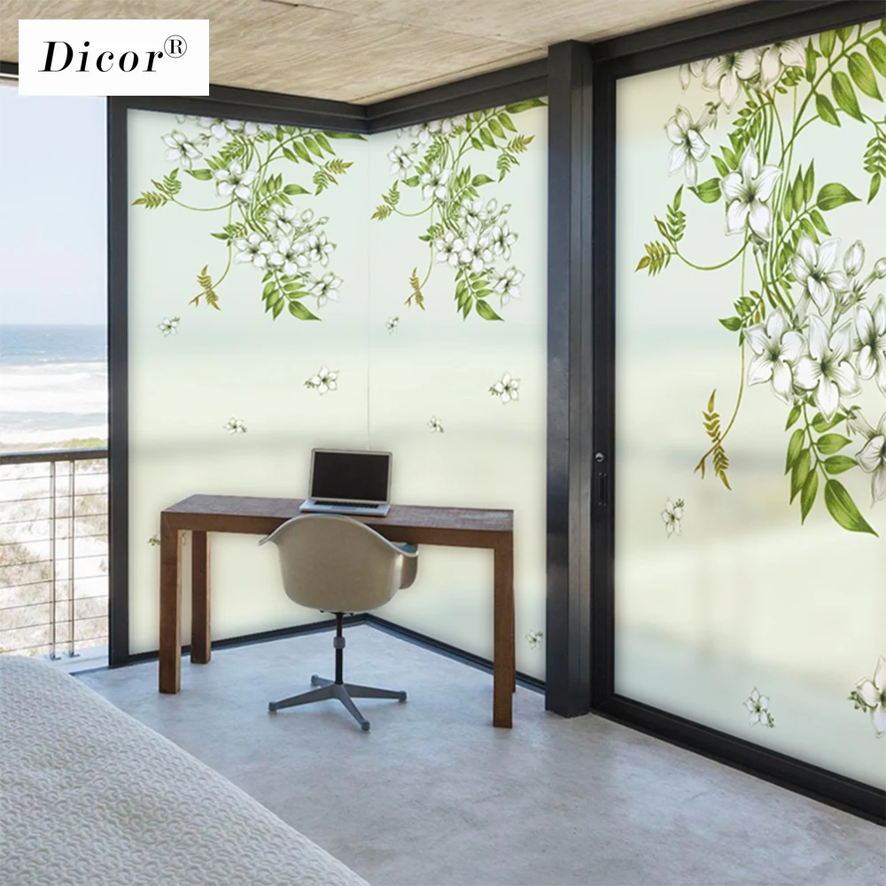 Антистатическая липкая пленка для окна с цветами матовая непрозрачная