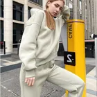 Костюм спортивный женский из 2 предметов, толстовка с капюшоном и брюки в стиле оверсайз, повседневный спортивный костюм, зимняя одежда