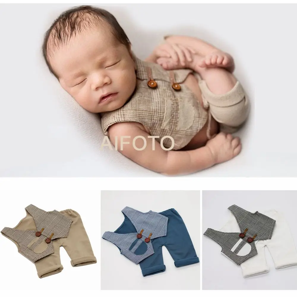 

Kids Boy Gentleman Clothing Newborn Photography Props Vest Long Pants Set Baby Photo Shoot Fotografia Outfits Studio Accessories