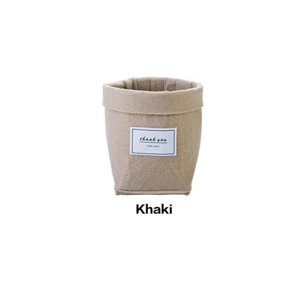 Gray/ Khaki Plant Grow Bag Home Decorations Desktop Flower Basket Fleshy Felt Pot Thicken Garden Pot Garden Supplies - Цвет: Темный хаки