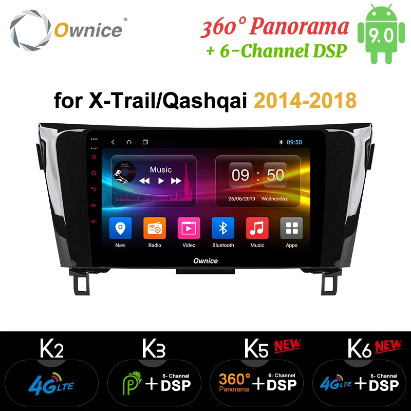 Ownice Android 9 0 автомобильный DVD мультимедийный плеер 8 ядер k3 k5 k6 для Nissan Qashqai X-Trail 2014-2018