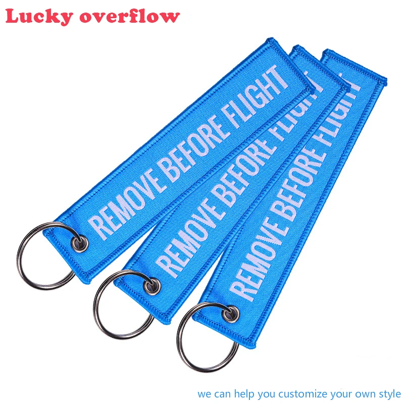 Luckyoverflow Удалить перед полетом модные бирки для связки ключей брелок Прямоугольник полиэстер вышивка сообщение 13*3 см многоцветный CE0912
