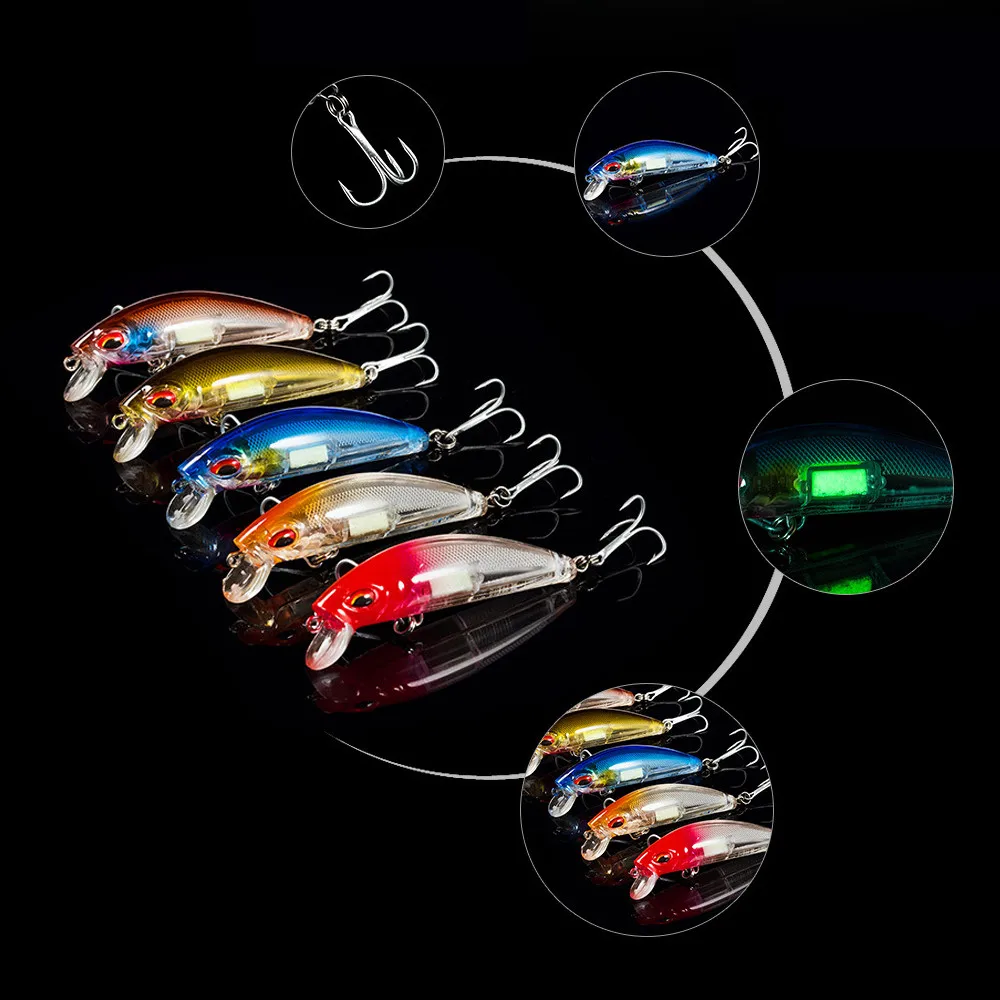 5 шт./лот светящиеся воблеры гольян приманки для рыбалки Поппер Кривошип