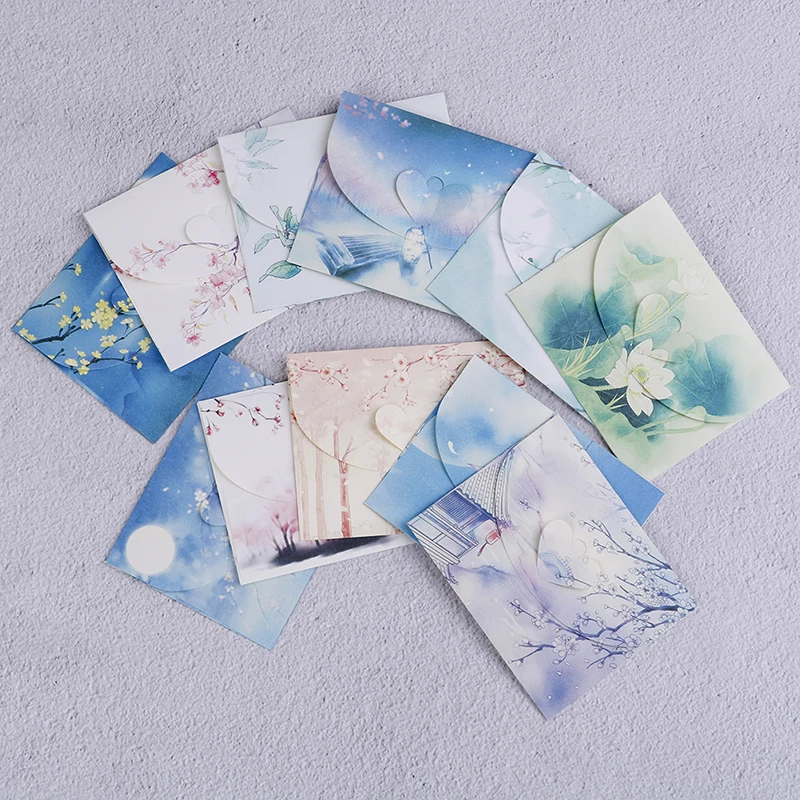 

10pcs Cute Chinese Vintage Style Flowers Paper Envelope For Letter Creative Stationery Paper Postcards Card Scrapbooking