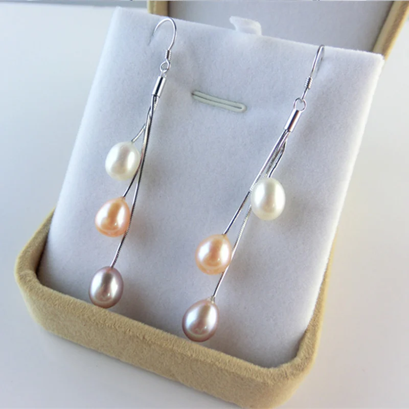 100% 925 пробы серебряные серьги с кисточками длинные из натурального пресноводного