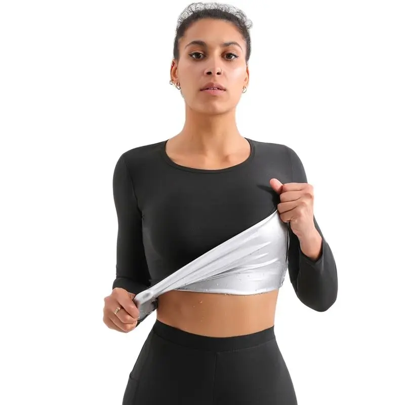 

Женские Корректирующие топы для тела, топы для сауны, термо сжигающий жир, плотный жилет для фитнеса и тренировок, спортивные рубашки с длин...