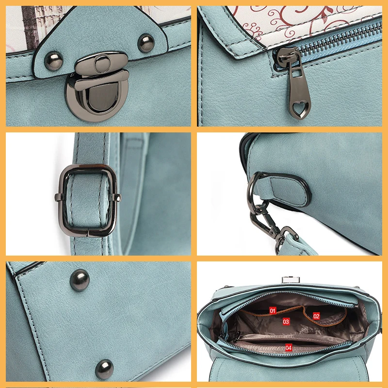 

Paris Retro Fashion Women's Handbags Casual Sling Kelly-Style Large Capacity Crossbody Shoulder Boston Travel PU Bag