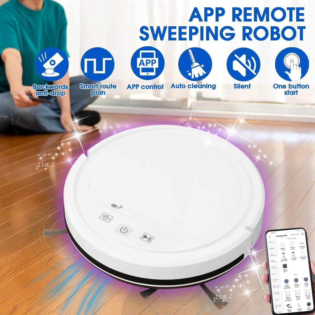 

Робот-пылесос Электрический беспроводной с Wi-Fi и ду, 1500 Па