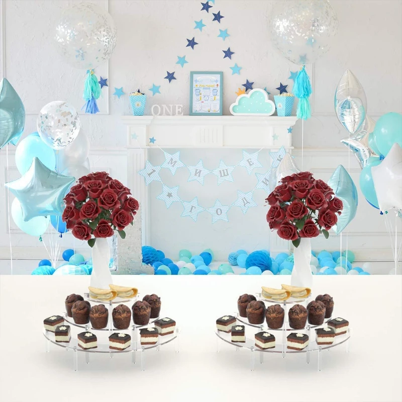 

Transparent Removable Acrylic Cake Display Stand for Party Round Cupcake Holder Bakeware Wedding Birthday Party Decoration