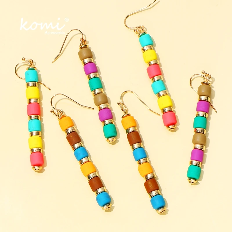 Коми ручной работы Красочные Beades полосы Висячие серьги для женщин Pendientes Brincos