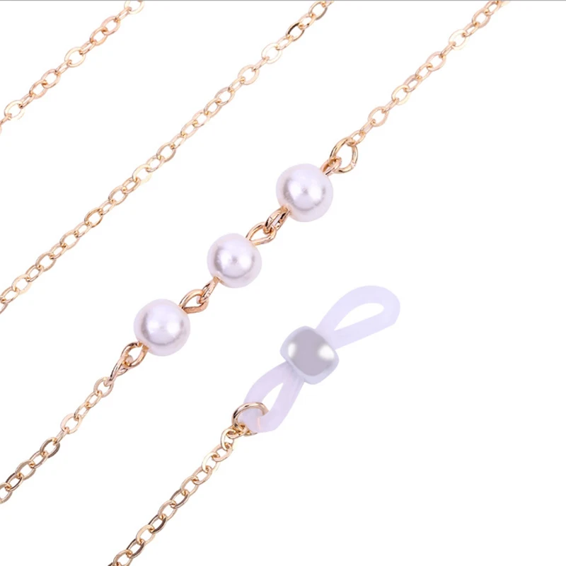 Ремешок из нержавеющей стали для очков роскошный браслет 70 см с белым жемчугом