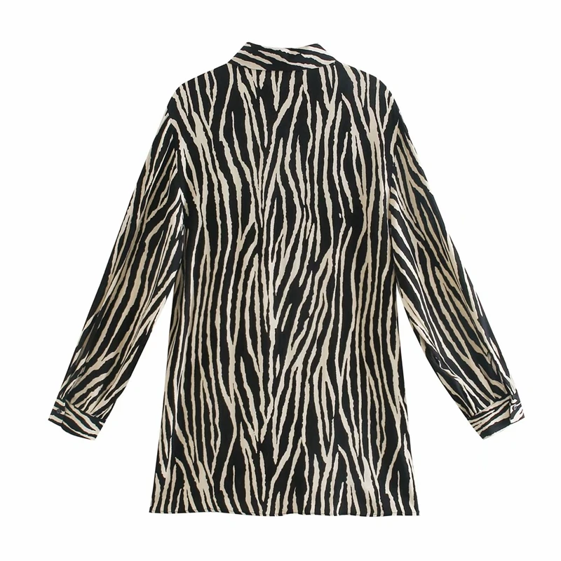 

Miguofan black zebra print striped blouse fashion women long sleeve turn down collar office ladies blouse 2021 spring female top