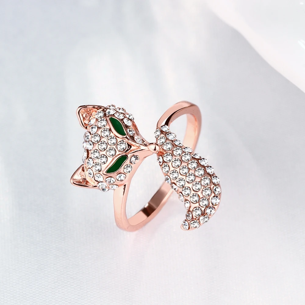 INALIS лисы с покрытием из розового золота кольца для женщин стразы Индивидуальные