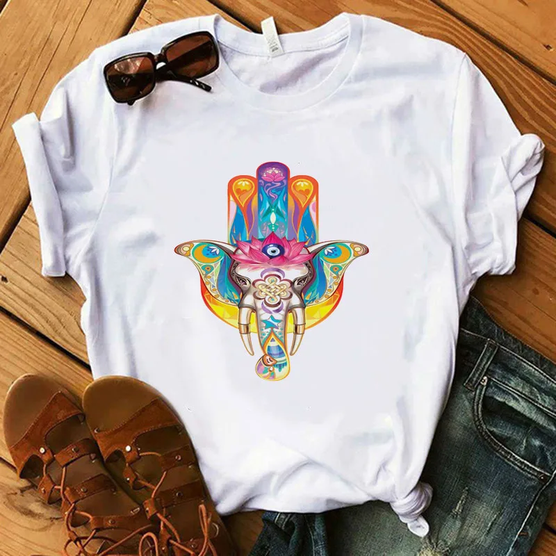Женская футболка с цветочным принтом коротким рукавом и графическим в стиле