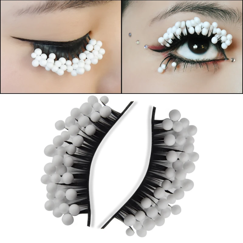 Накладные ресницы с белым снежным шариком Преувеличенные накладные