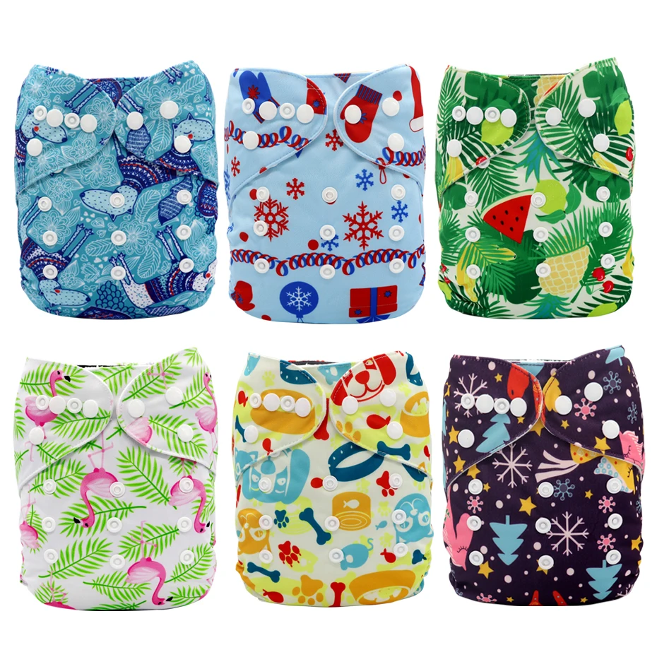 MABOJ Cloth Diapers Baby 9pcs Pocket Cloth Diaper One Size Reusable Washable Nappies Character Unisex Baby Care Pants Insert