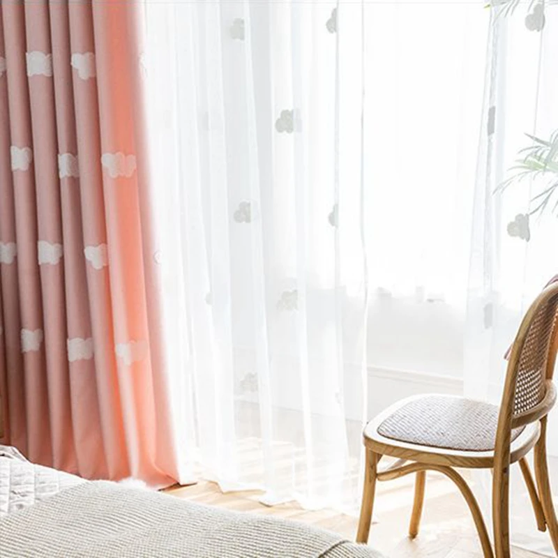 Занавески льняные с мультяшной вышивкой облако плотные шторы из плотной ткани
