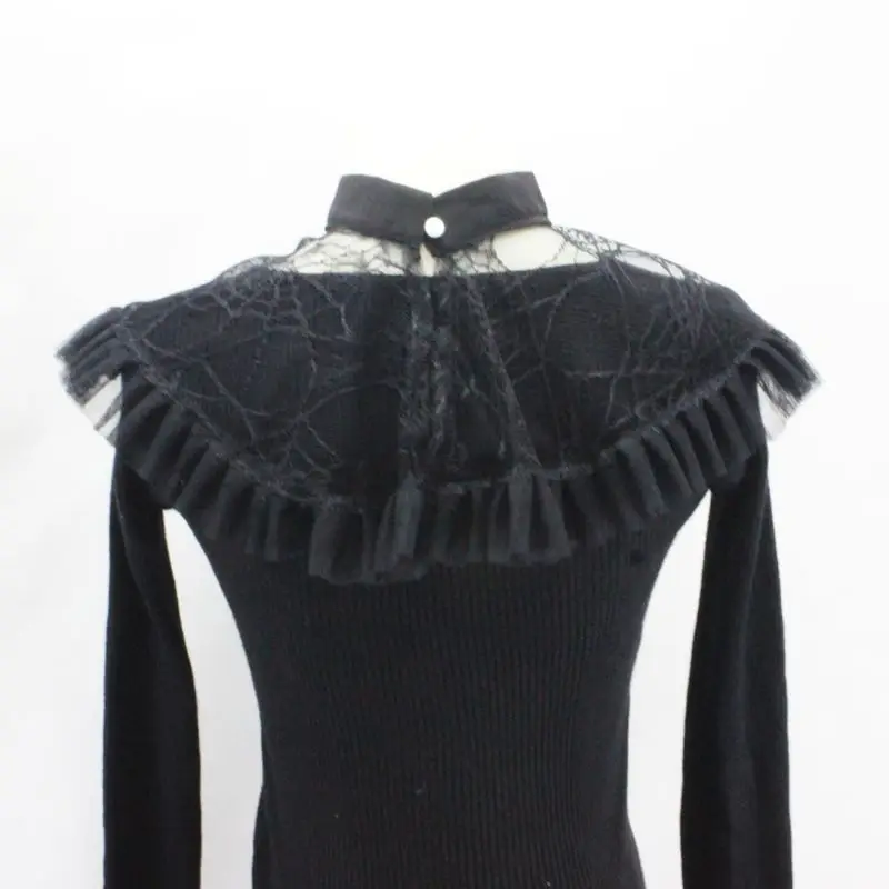 Поддельный Воротник в виде паутины сетка с оборками кружевное съемное ожерелье