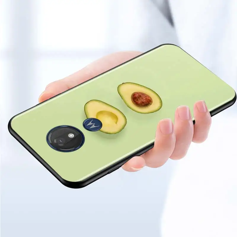 

Cute Cartoon Avocado Food for Motorola G9 G8 G E7 E6 One Play Marco Hyper Fusion Stylus Power Edge Plus Black Phone Case