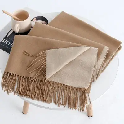 Camel Beige Зимний длинный женский шарф, модные теплые мягкие кашемировые шарфы для женщин, толстые пашмины шали, женские хиджаб, шарф, накидки - Цвет: Camel Beige