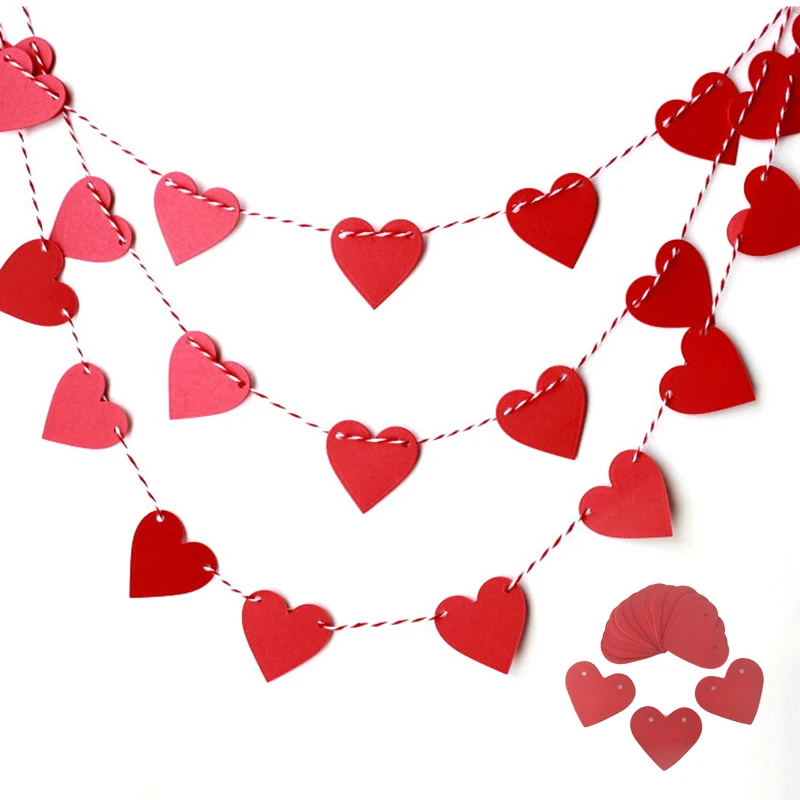 1 м Бумажная гирлянда сердце Форма занавеска светящиеся Свадебные комнаты