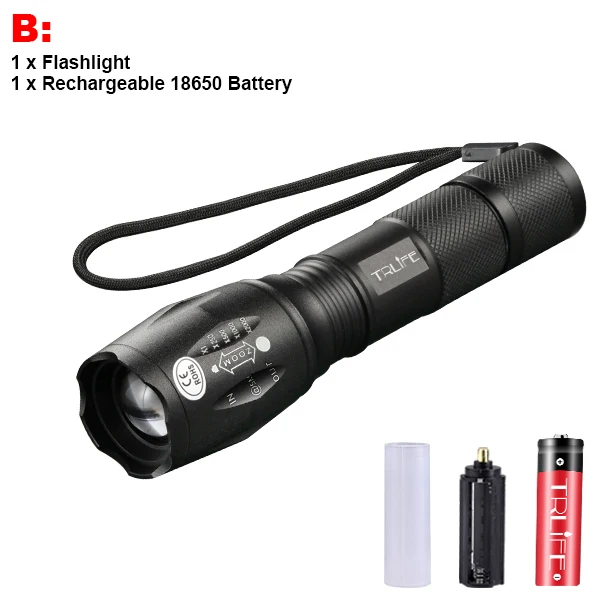 Package B Светодиодный фонарь V6 T6 L2, тактический фонарь, ультра яркий, 200 м, освещение для кемпинга, масштабируемые фонари, 5 режимов использования, аккумулятор 18650 - Испускаемый цвет: Package B